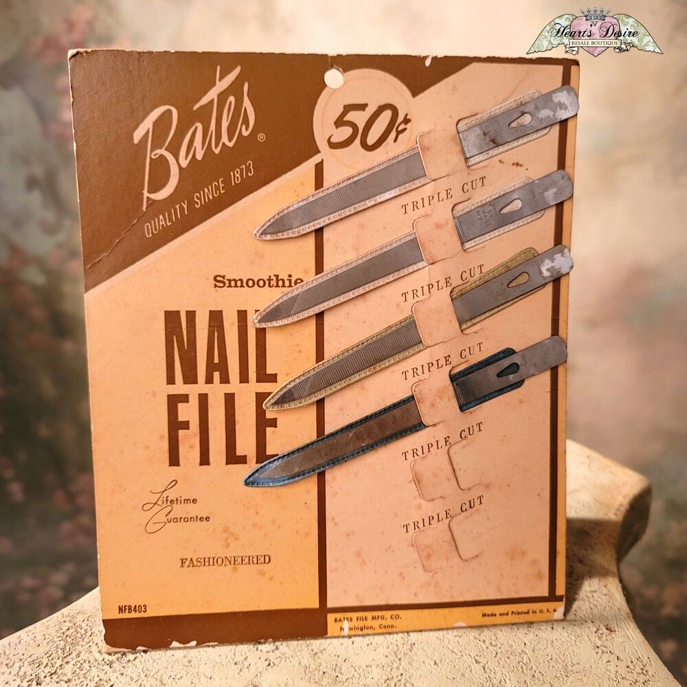 Nail File Country Store Display Cardboard w/4 Files Bates Smoothie Since 1873